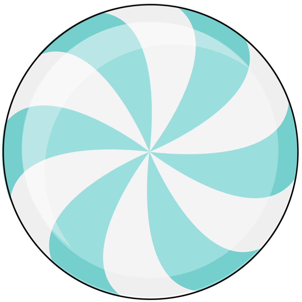 6 inch round wreath sign that is a aqua and white peppermint candy