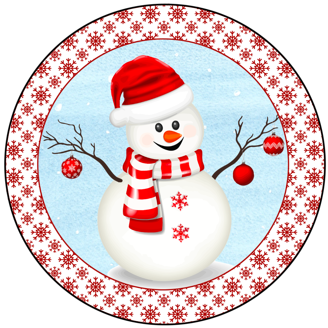 Snowman Christmas Ornament, Round Metal Ornament – The Village Wreath ...